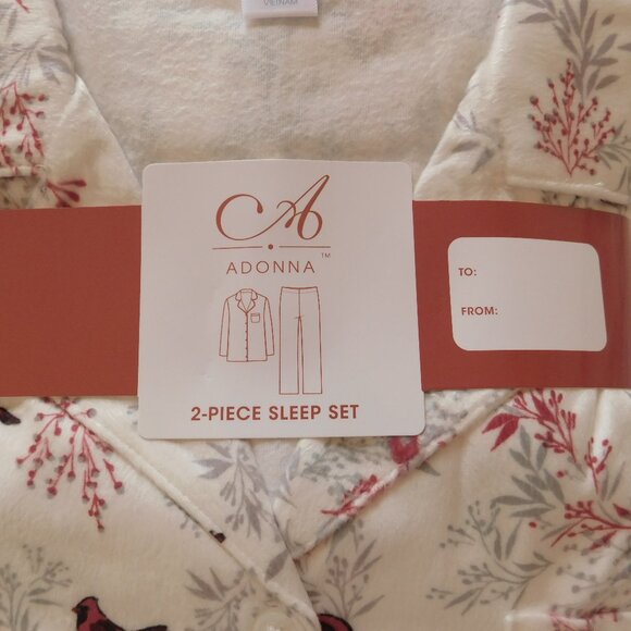 ADONNA Womens Fleece  2-pc. Pajama Set Pants Top Cardinals XXL - Picture 7 of 7